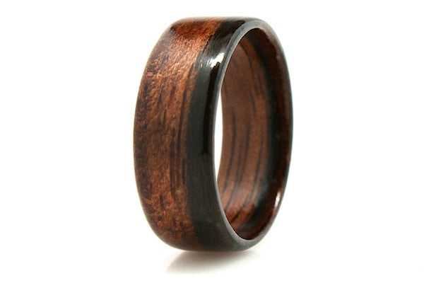 Sterling Silver Men's Ring with Wood Inlay • Projekt-M